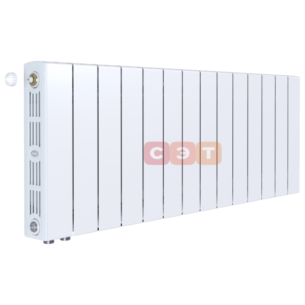 Радиатор биметаллический Rifar SUPReMO VENTIL 350 (14 секций, RAL 9016, нижнее правое подключение)